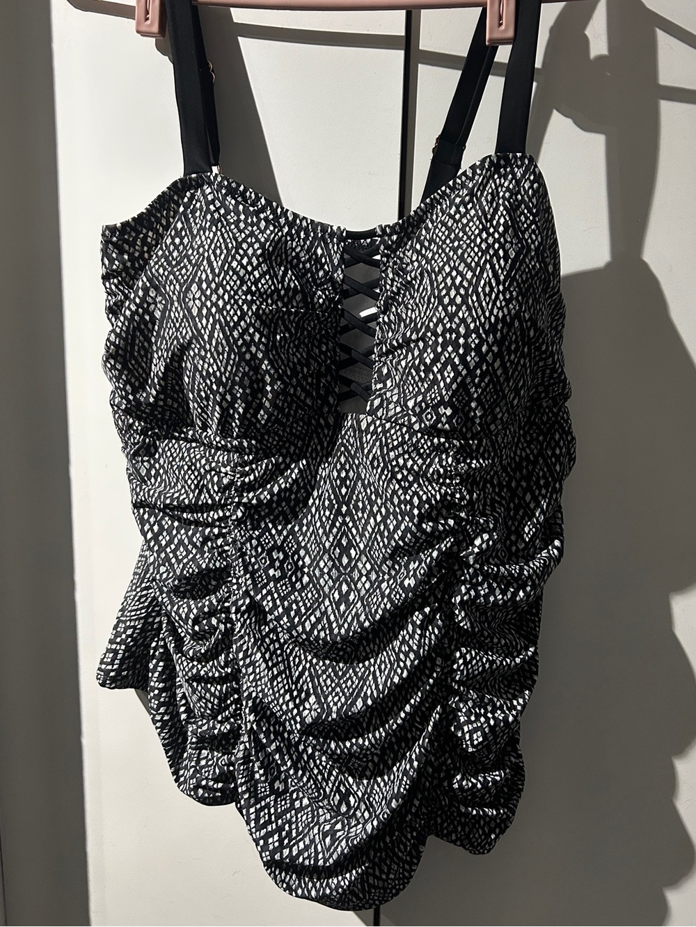 Raisin’s Black & White Ruched top Piece Swimsuit